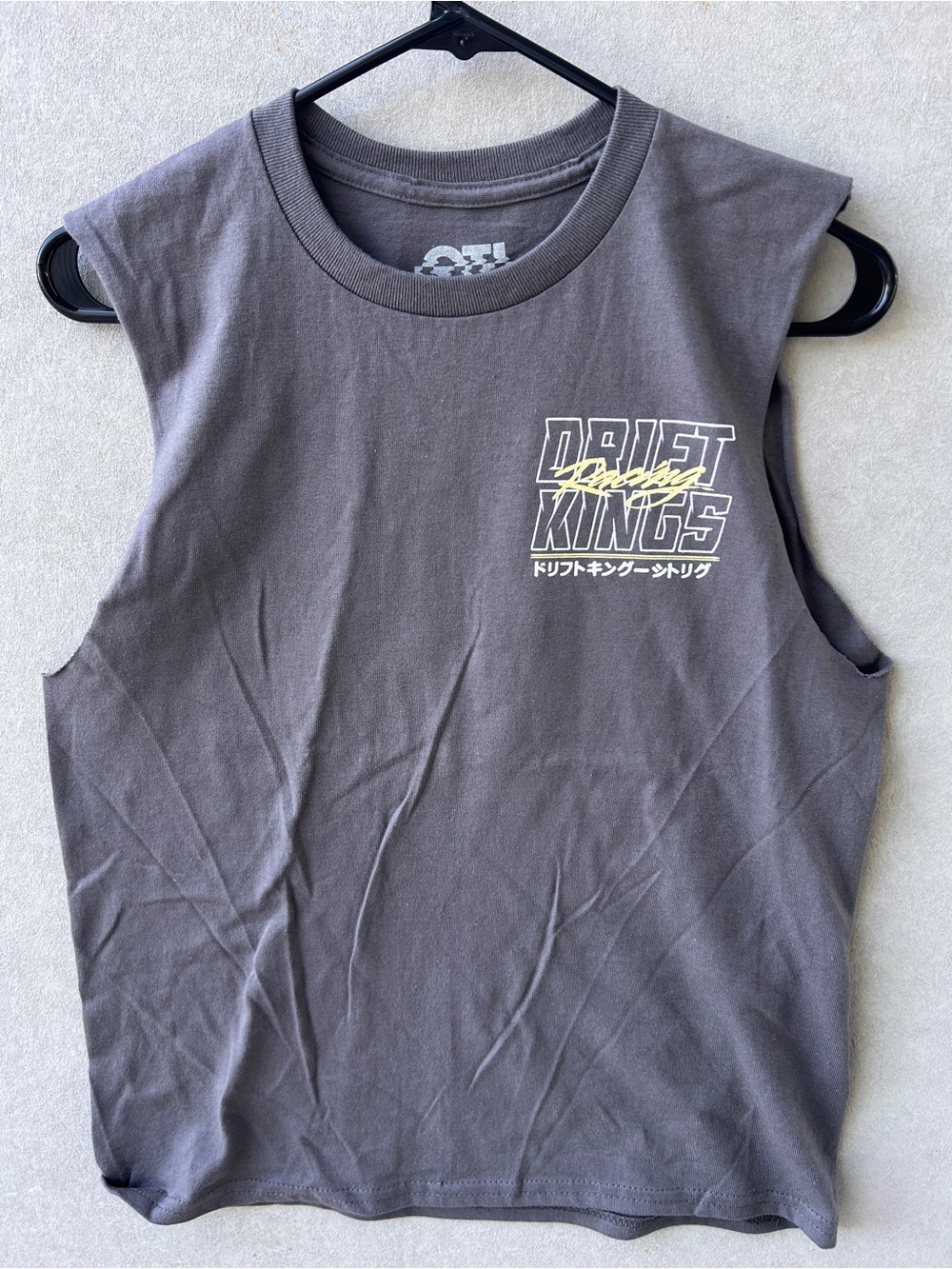 Drift Kings Graphic Muscle Tank - Charcoal/ Yellow Accent Mens size medium #464